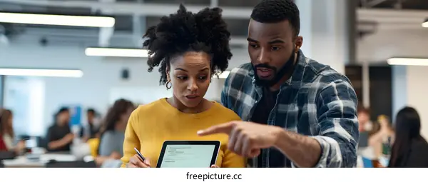 Two Colleagues Working Together In Modern Office Space