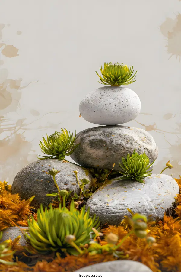 Zen Garden Stones and Succulents