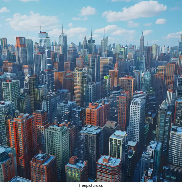 A Vibrant Cityscape with Towering Skyscrapers