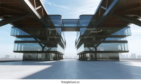 Modern Futuristic Architecture with Glass and Steel Structure