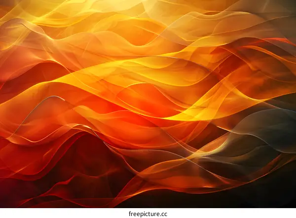 Abstract Yellow Orange Background with Wavy Lines