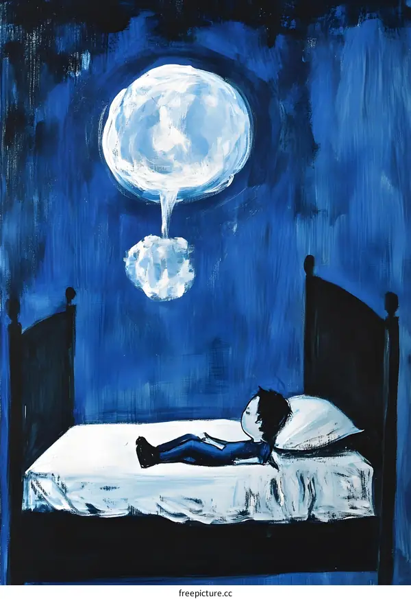 Blue Dream Bedtime Painting Illustration