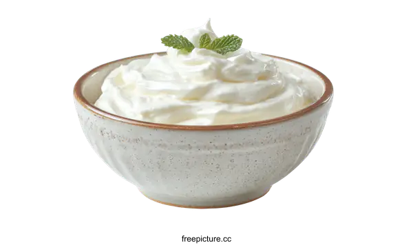 [Transparent Background PNG]Whipped Cream in a Bowl with Mint