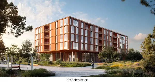 Modern Architecture Building with Green Landscape