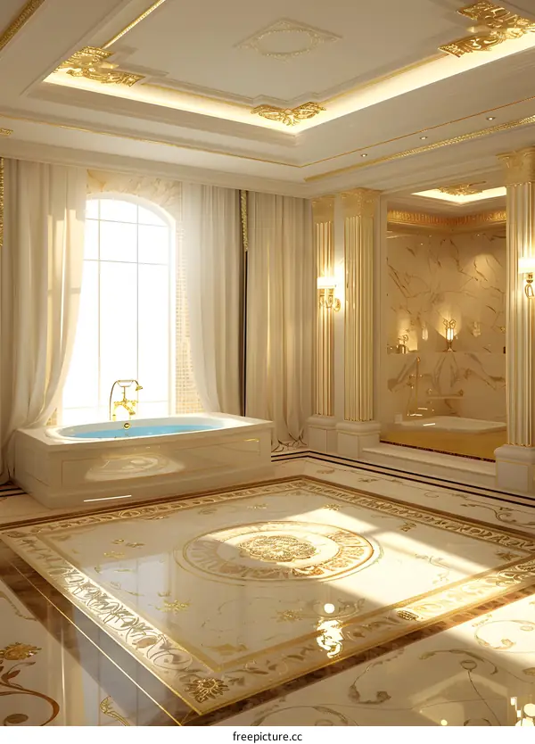 Luxury Bathroom Interior Design with Gold Accents