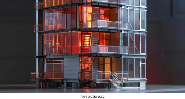 Modern Glass Building Architecture Model