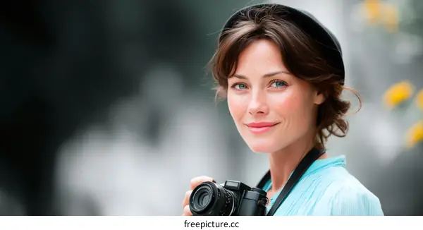 Woman with Camera Outdoor Portrait
