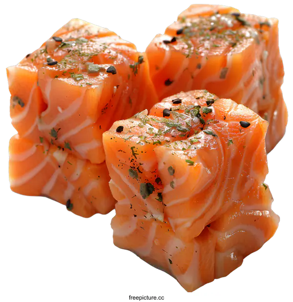 [Transparent Background PNG]Salmon Cubes with Herbs