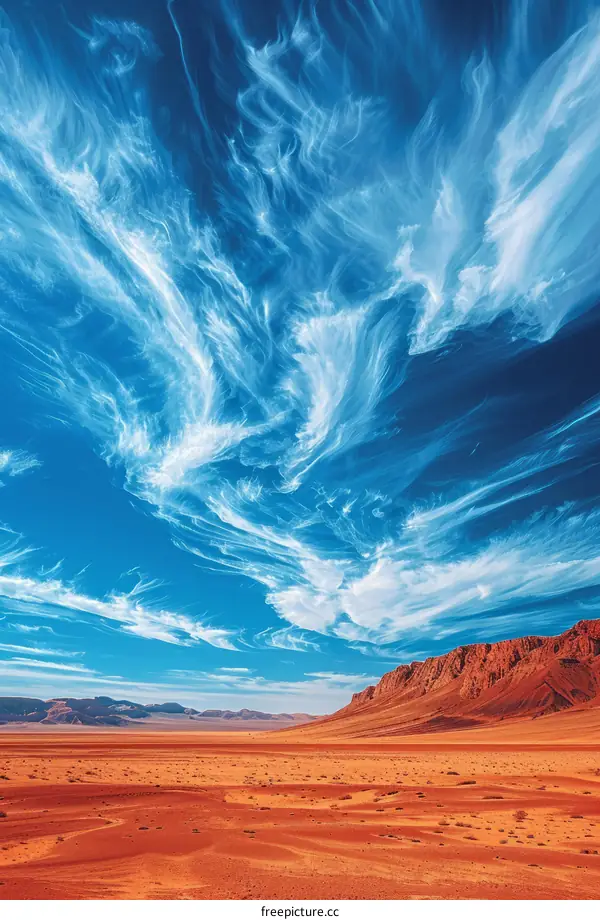 Blue sky with white clouds over the desert