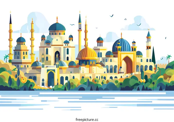 Islamic Architecture Skyline Illustration