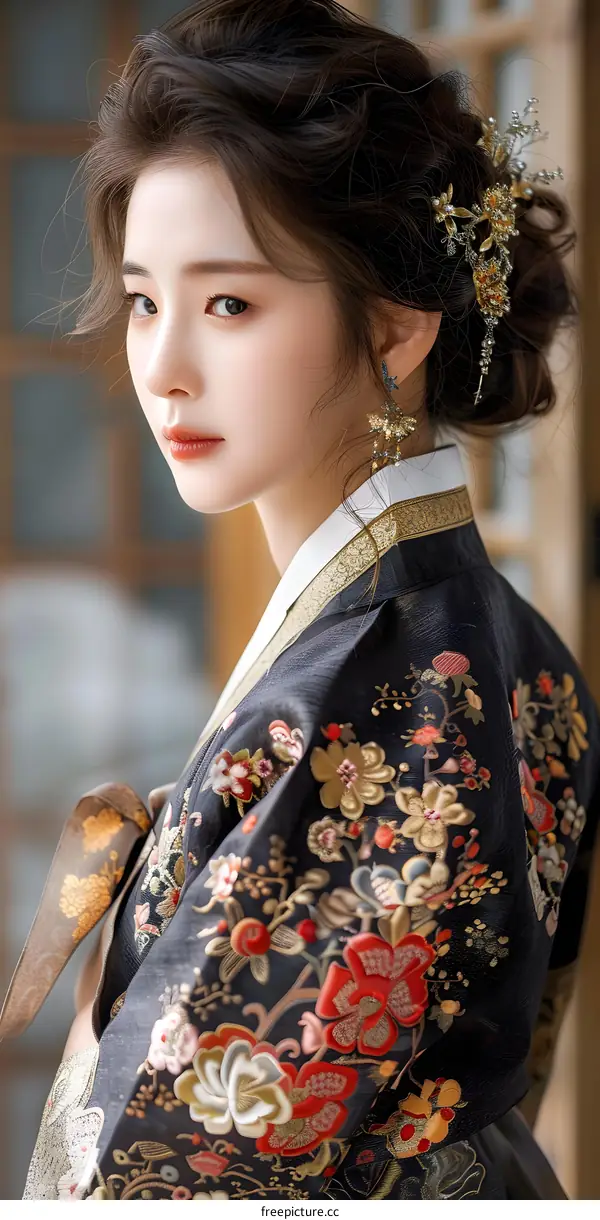 Portrait of a young woman in a hanbok