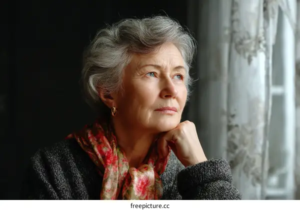 Thoughtful Senior Woman by the Window