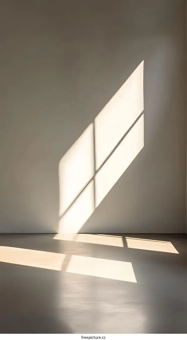 Sunlight Through Window on White Wall and Wooden Floor