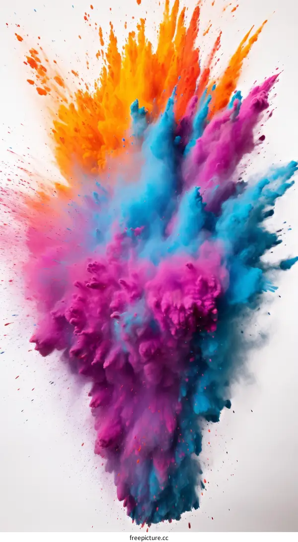 Colorful Powder Explosion on White Background