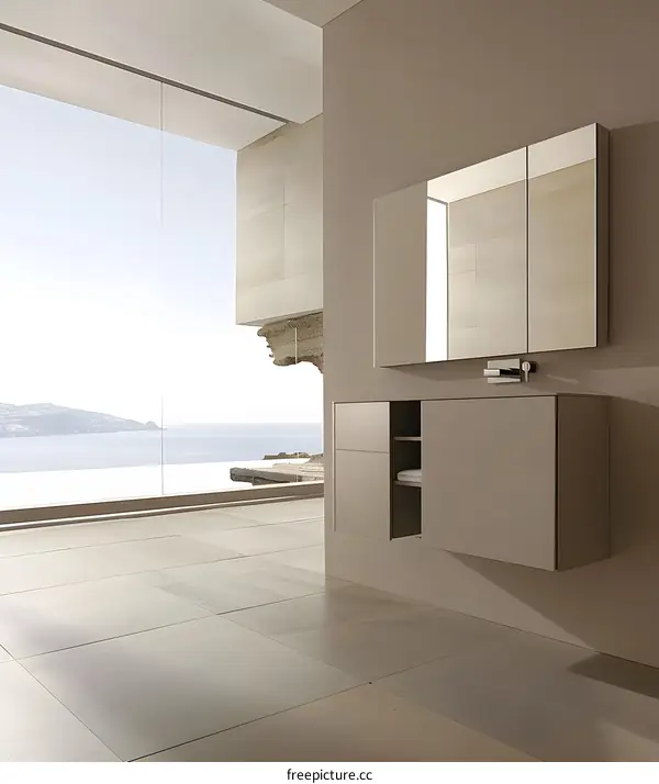 Modern Bathroom with Ocean View