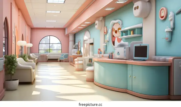 A colorful and inviting pediatric clinic waiting room