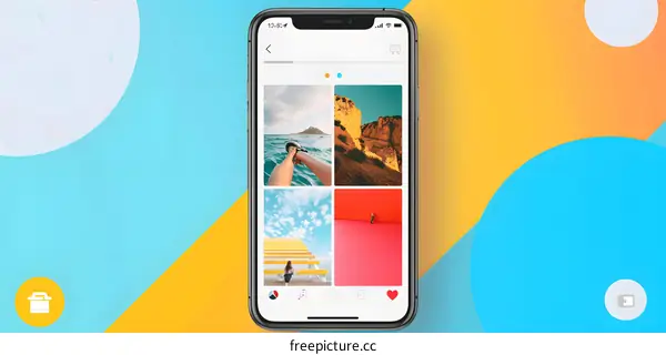 Mobile Phone App User Interface with Social Media Photos
