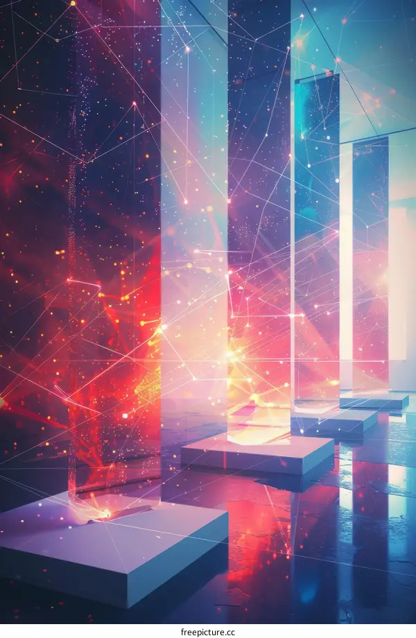 Futuristic Cityscape: Glass and Light Skyscrapers