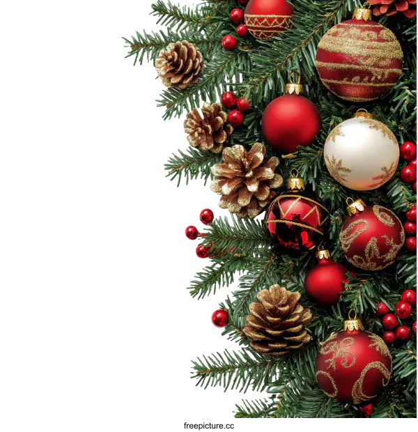 [Transparent Background PNG]Christmas Decoration Garland Border on White Background