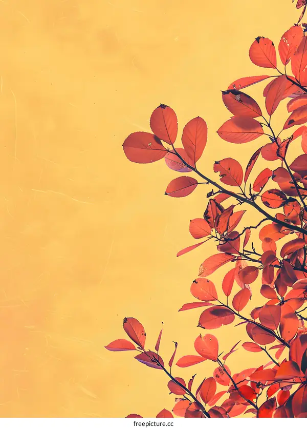 Red Leaves Against a Yellow Sky