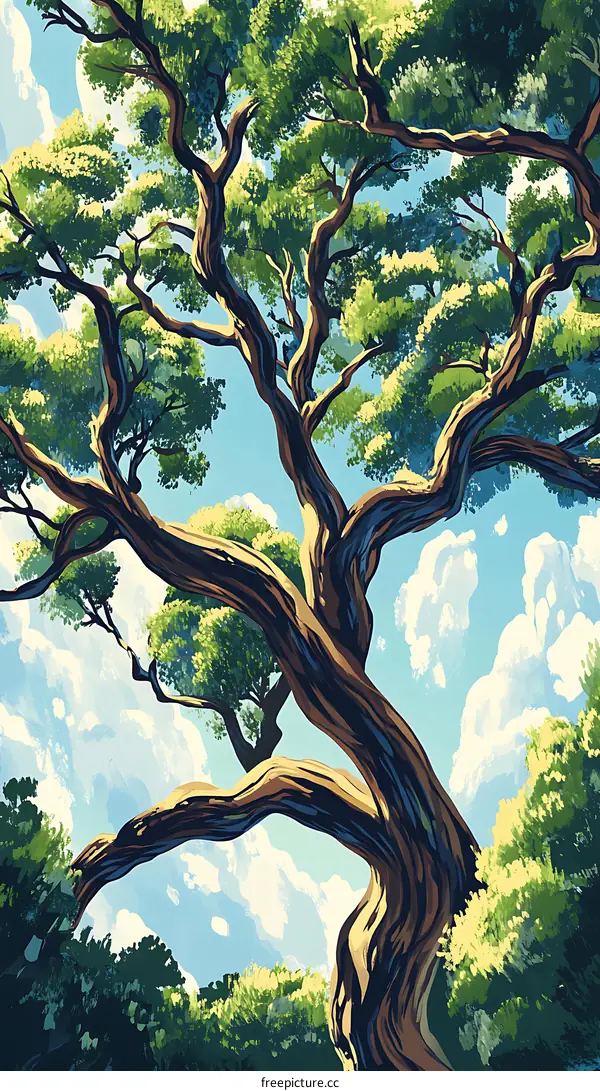 Tree Branches and Blue Sky Illustration