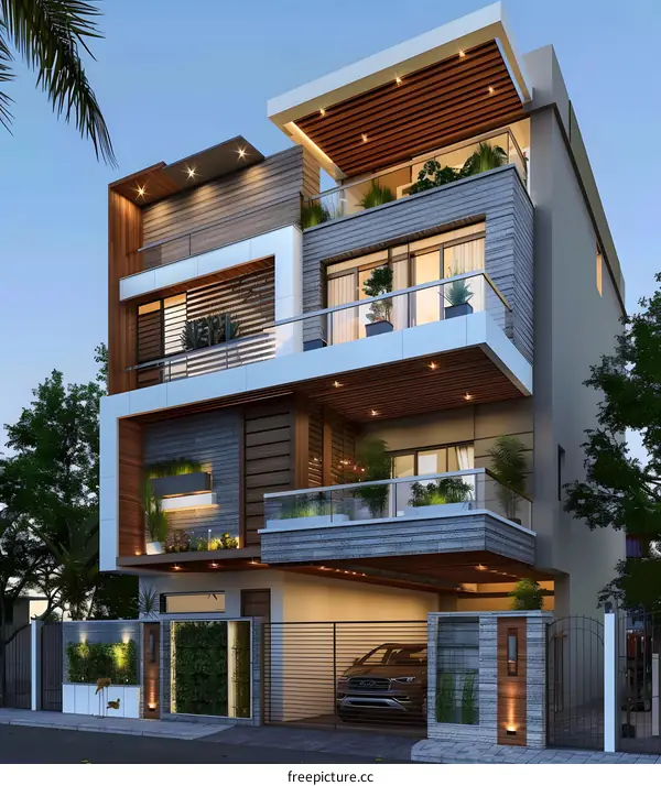 A Modern House with Palm Trees