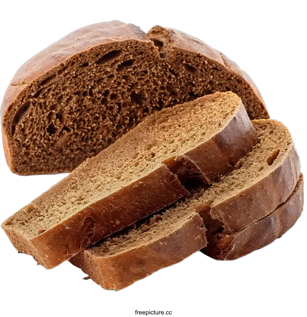 [Transparent Background PNG]Sliced Brown Bread Loaf on White Background