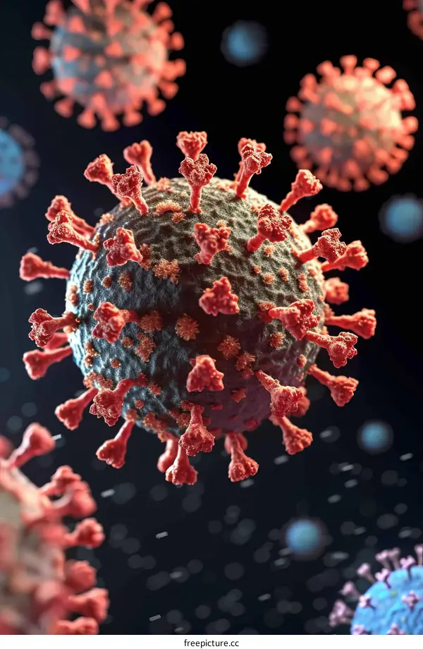 A 3D illustration of a coronavirus particle