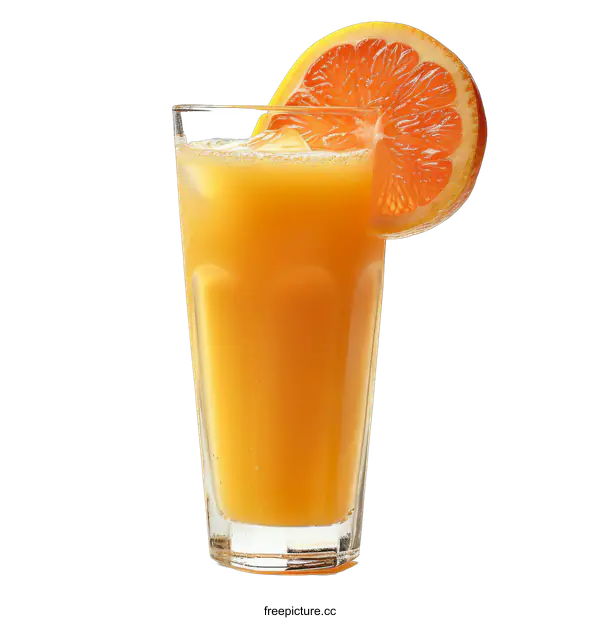 [Transparent Background PNG]glass of orange juice with orange slice