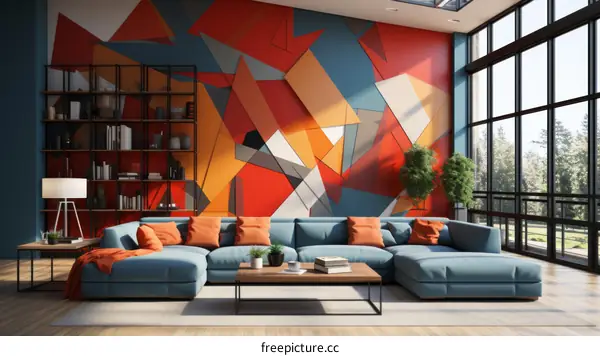 Modern geometric living room interior design
