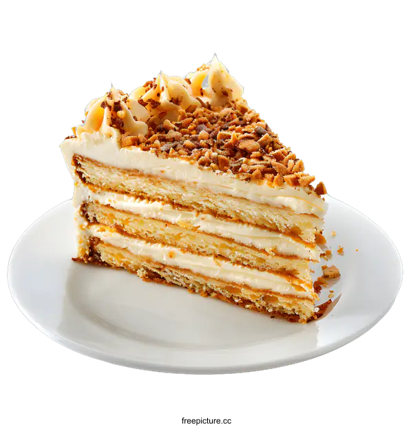 [Transparent Background PNG]A slice of cake on a white plate