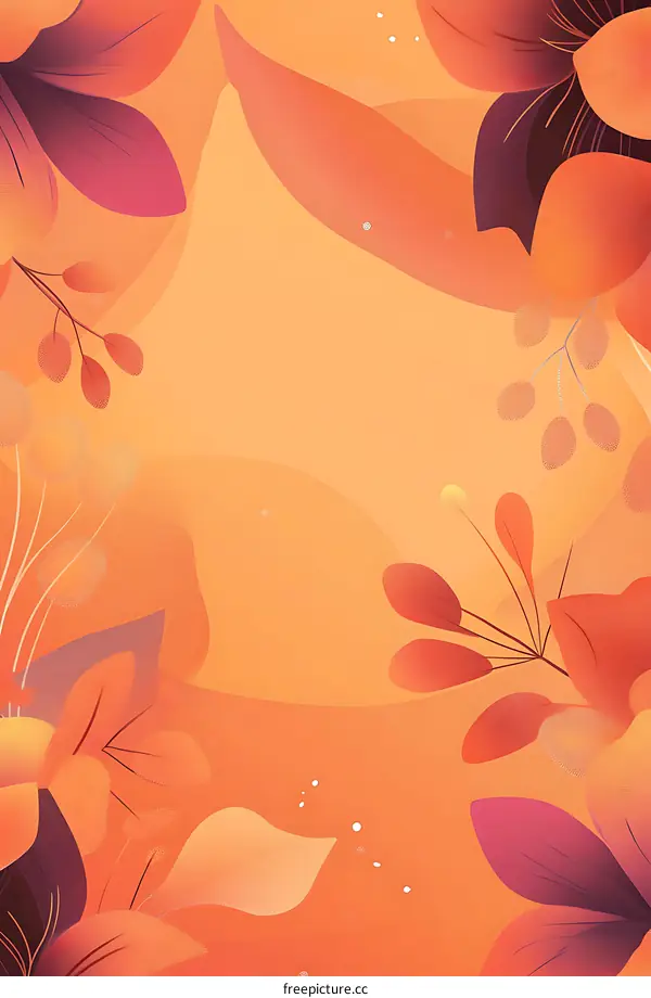 Autumn Floral Illustration With Orange Background