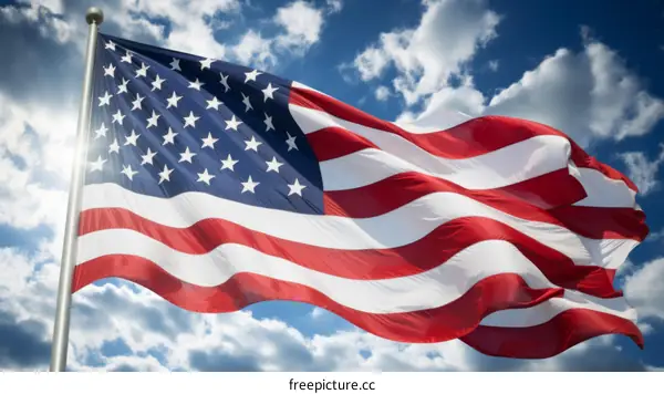 Waving American Flag in the Wind