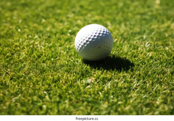 Close-up of a golf ball on the putting green