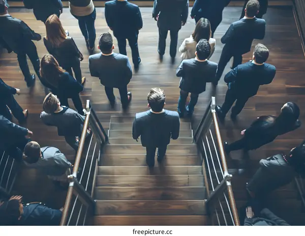 Business People Standing On Staircase