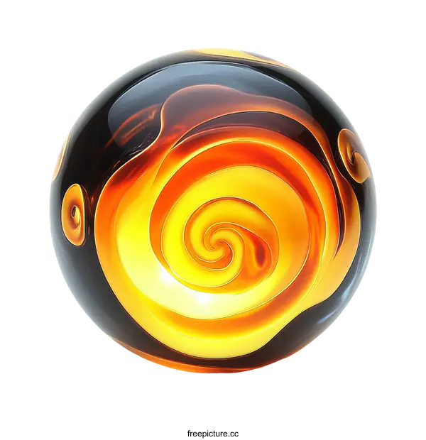[Transparent Background PNG]Abstract Art Glass Sphere with Swirling Patterns