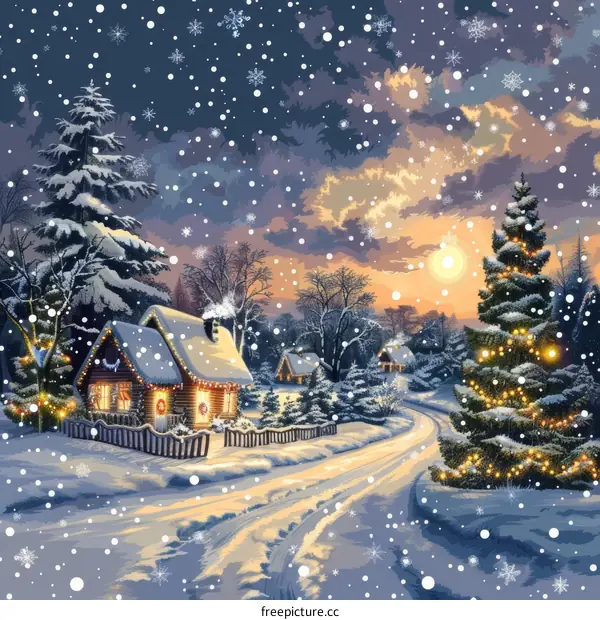 Christmas Eve in the Snowy Night