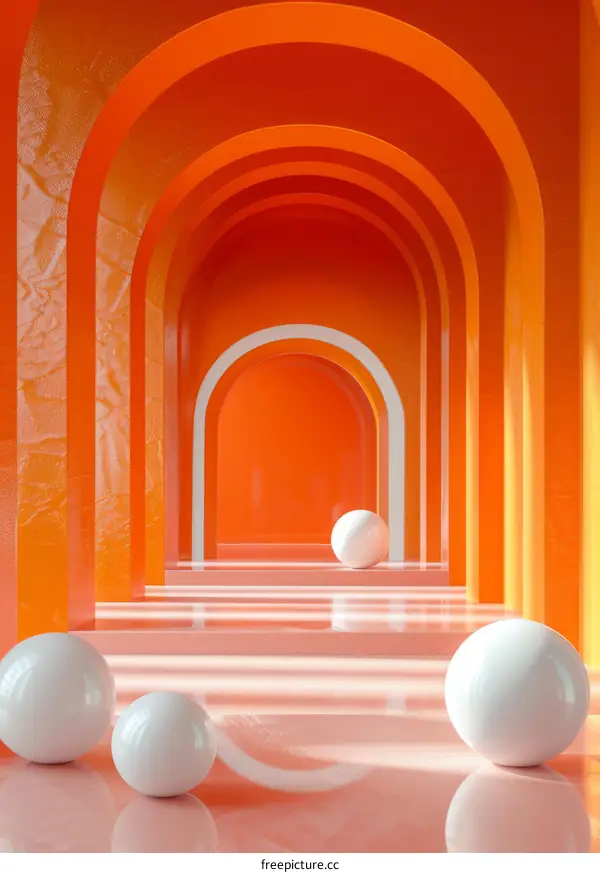 Orange Archway with White Spheres