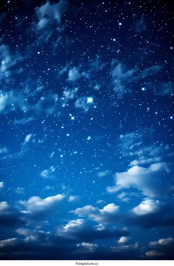 Starry Night Sky with Clouds