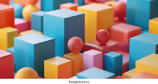 Colorful 3D cubes and spheres