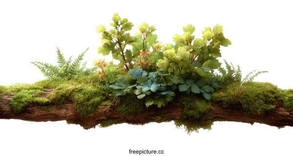 [Transparent Background PNG]Artificial Mossy Log Decorated with Plants
