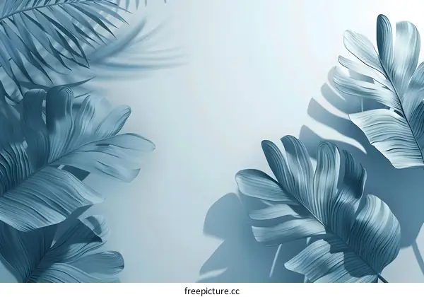 Blue Tropical Leaves Background