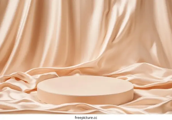 Elegant Beige Silk Fabric Background with Round Display
