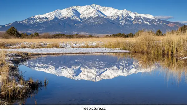 Winter Mountain Reflection in a Pond
