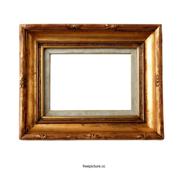 [Transparent Background PNG]Antique Gold Picture Frame with Mat