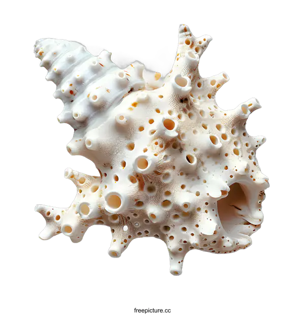 [Transparent Background PNG]White Seashell on White Background