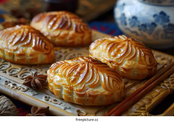 Delicious Chinese Pastry Food With Golden Brown Crust