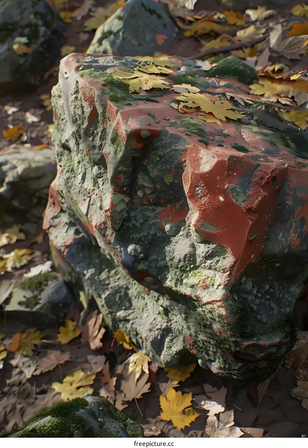 Close Up of a Moss Covered Rock in a Forest