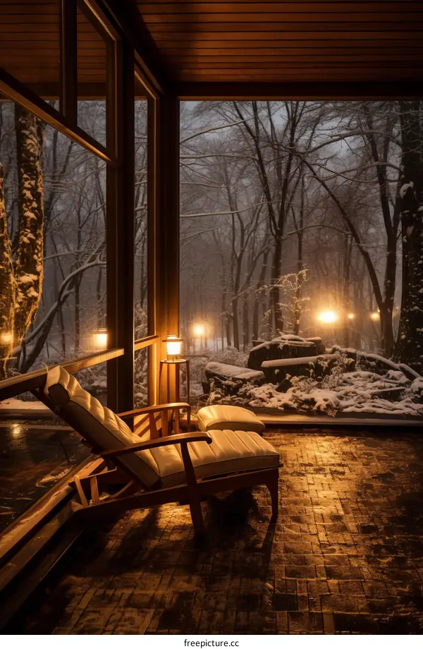 Modern Scandinavian House with Snowy Forest Views