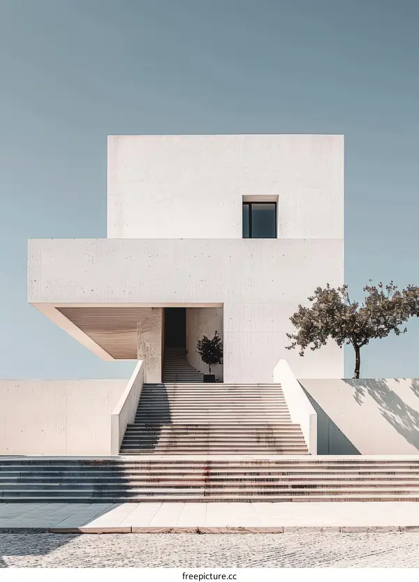 Modern Minimalist Architecture with Geometric Shapes and Clean Lines